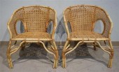 PAIR OF RATTAN AND SPLIT BAMBO