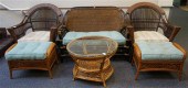 PAIR OF RATTAN AND WICKER LOUN