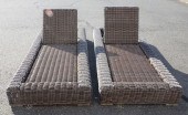 PAIR OF RATTAN OUTDOOR CHAISE
