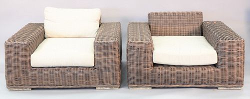 PAIR OF RATTAN STYLE OUTDOOR