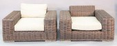 PAIR OF RATTAN STYLE OUTDOOR O