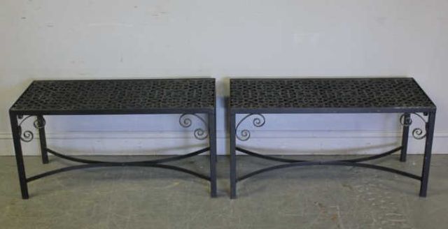 Pair of Re-Purposed Iron Tables.The