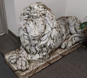 PAIR OF RECUMBENT LION OUTDOOR