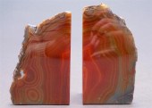 PAIR OF RED AGATE-TYPE POLISHE