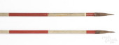 PAIR OF RED AND WHITE PAINTED