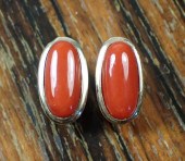 PAIR OF RED CORAL AND FOURTEEN