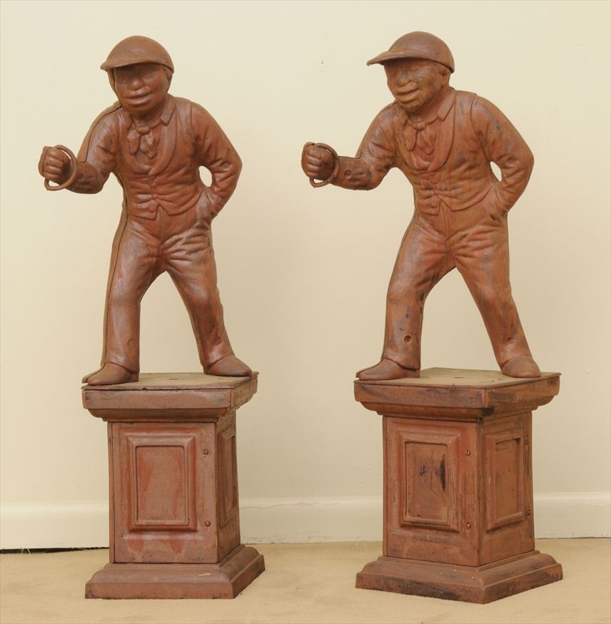 PAIR OF RED-PAINTED CAST-IRON