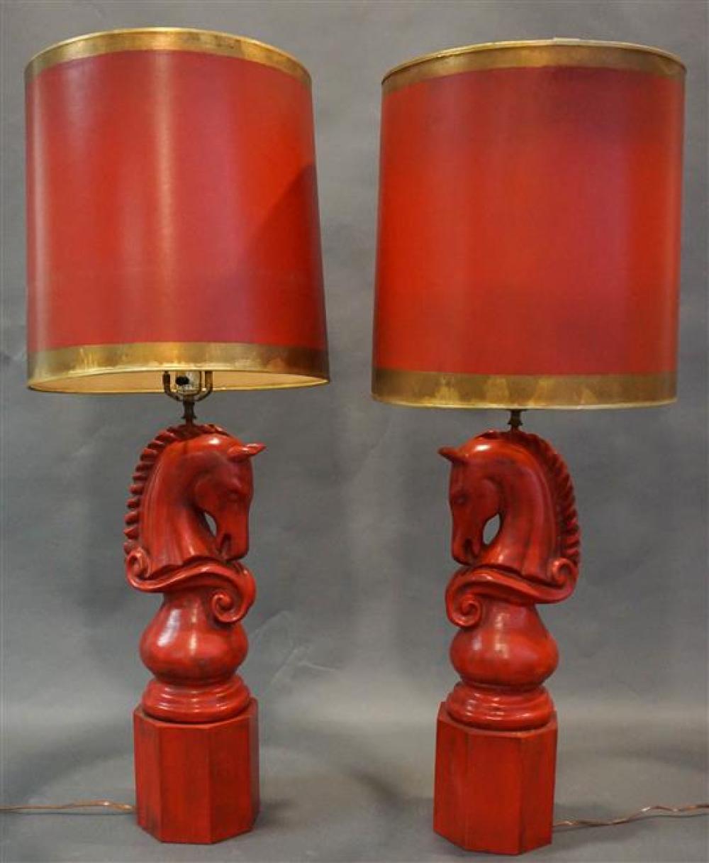 PAIR OF RED PAINTED PLASTER
