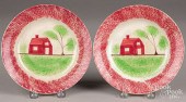 PAIR OF RED SPATTER SHED PLATE