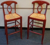 PAIR OF RED STAINED FRUITWOOD
