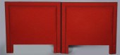 PAIR OF RED UPHOLSTERED HEADBO