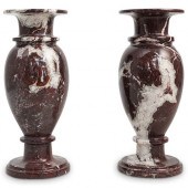 PAIR OF RED ZEBRA MARBLE STONE