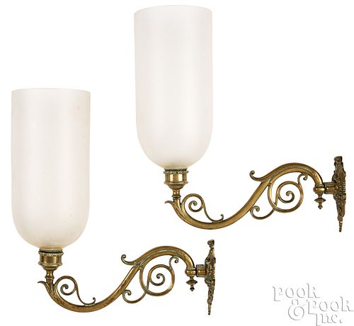 PAIR OF REGENCY BRASS SCONCES,