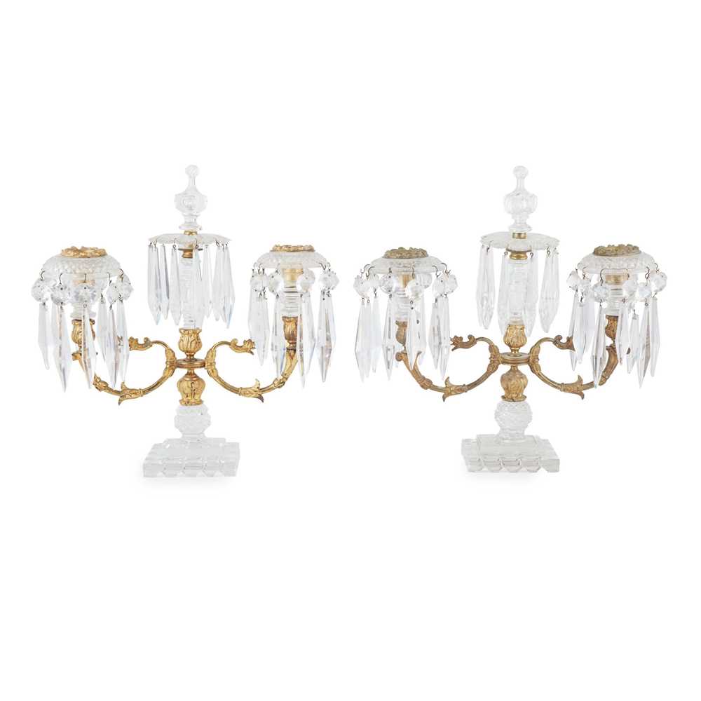 PAIR OF REGENCY CUT GLASS AND