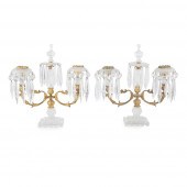 PAIR OF REGENCY CUT GLASS AND