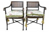 PAIR OF REGENCY EBONIZED & GIL