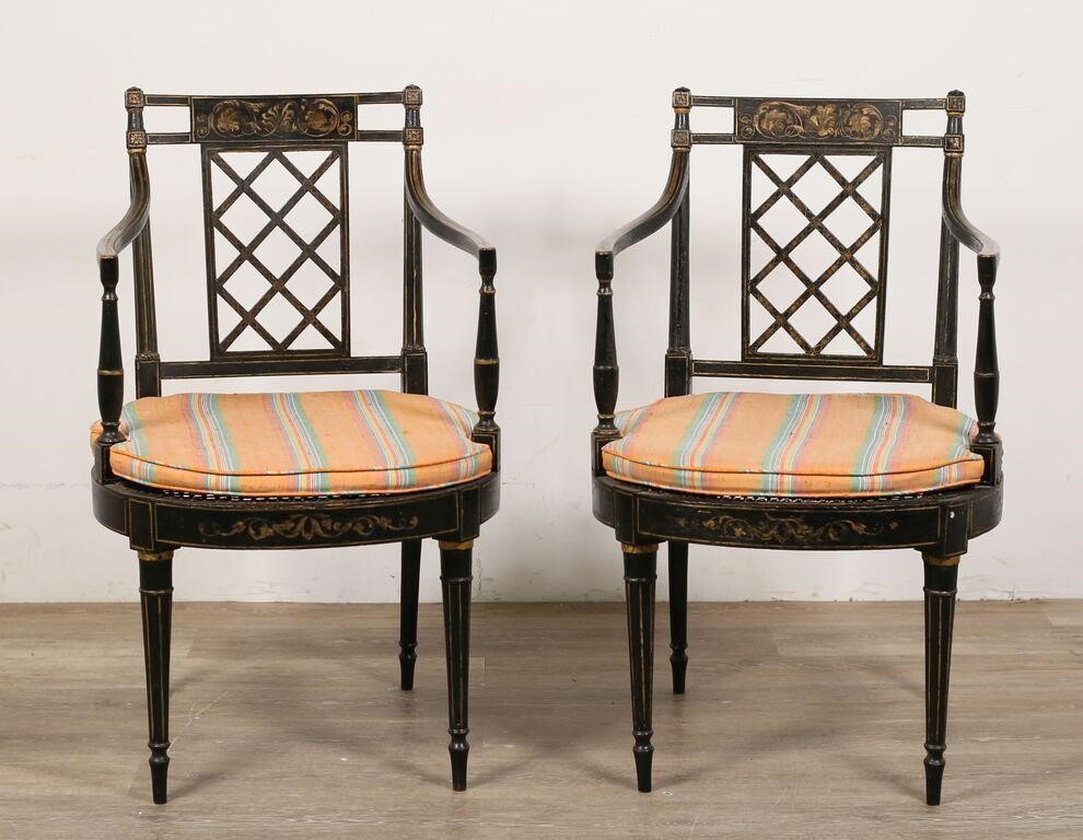 PAIR OF REGENCY STYLE CHINOISERIE