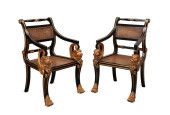 PAIR OF REGENCY STYLE LIONS HE