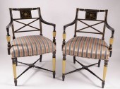 PAIR OF REGENCY STYLE OPEN ARM