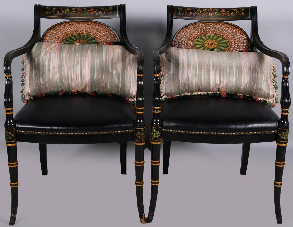 PAIR OF REGENCY STYLE POLYCHROMED