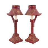 PAIR OF REGENCY STYLE RED TOLE