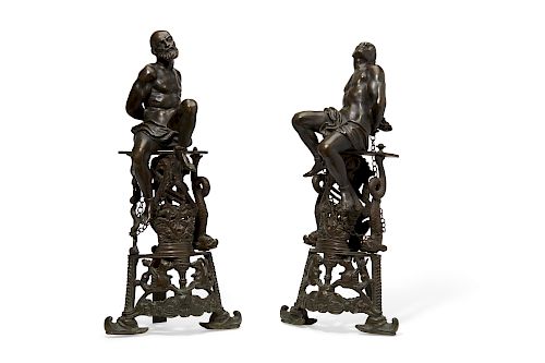 PAIR OF RENAISSANCE STYLE BRONZE