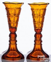 PAIR OF REPRODUCTION AMBER GLA
