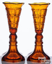 PAIR OF REPRODUCTION AMBER GLA