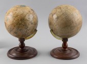 PAIR OF REPRODUCTION GLOBES ON