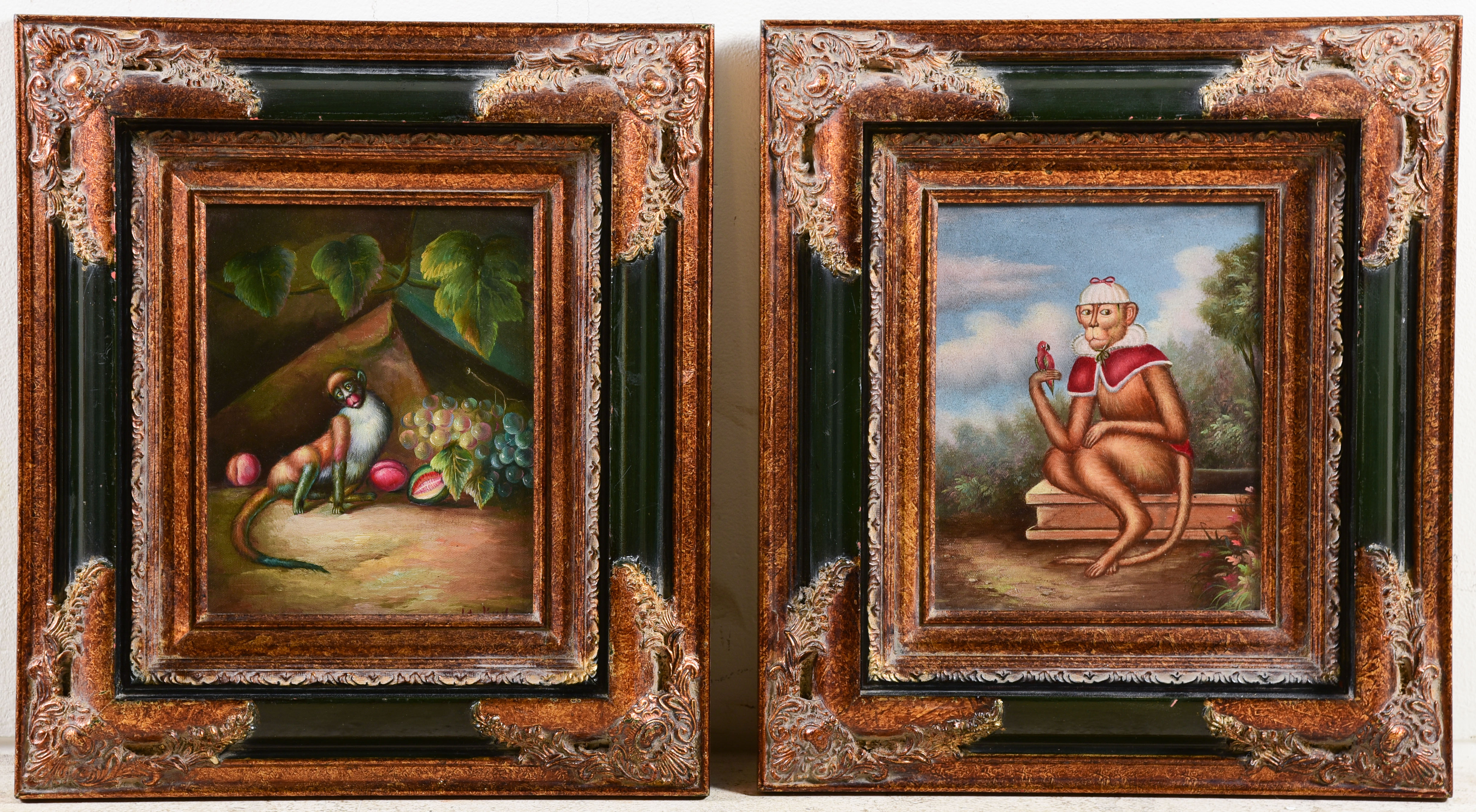 Pair of reproduction paintings of
