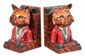 Pair of resin fox bust in red
