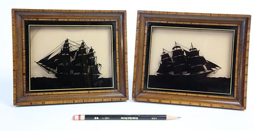 PAIR OF REVERSE PAINTED GLASS
