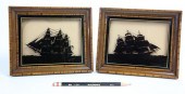 PAIR OF REVERSE PAINTED GLASS