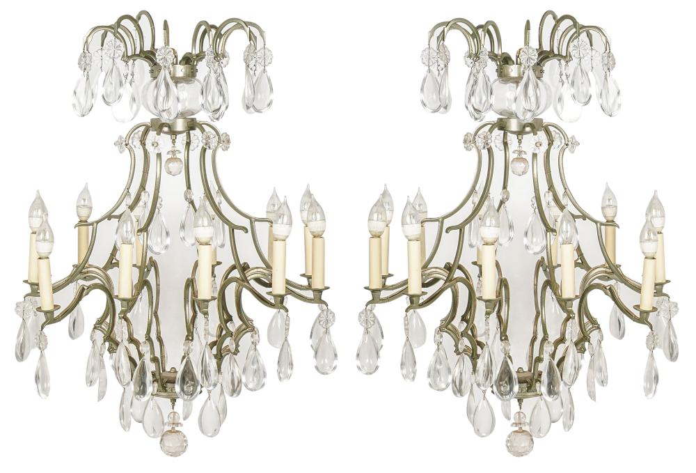 PAIR OF ROCK CRYSTAL 12-LIGHT