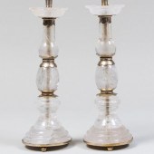 PAIR OF ROCK CRYSTAL AND SILVE