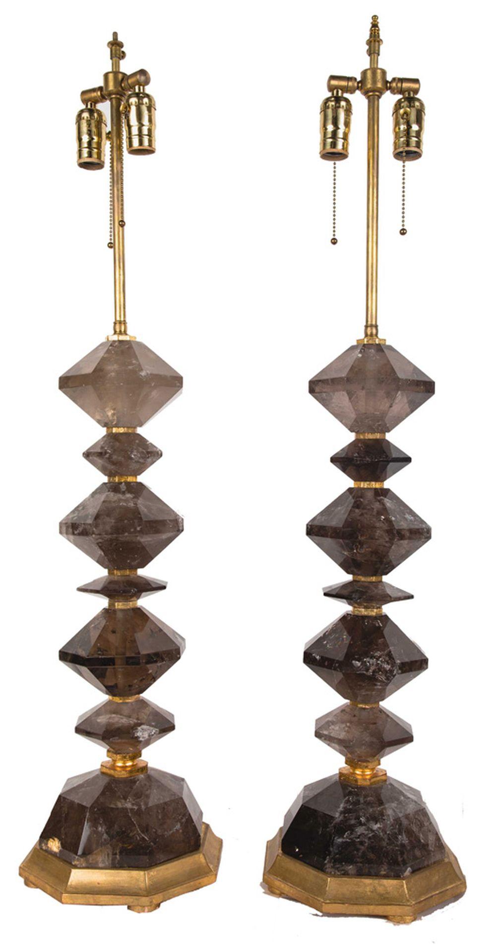 PAIR OF ROCK CRYSTAL TABLE