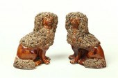 PAIR OF ROCKINGHAM DOGS.  Prob