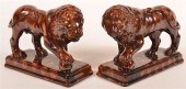 PAIR OF ROCKINGHAM GLAZED EART
