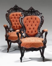 Pair of Rococo Revival rosewoo