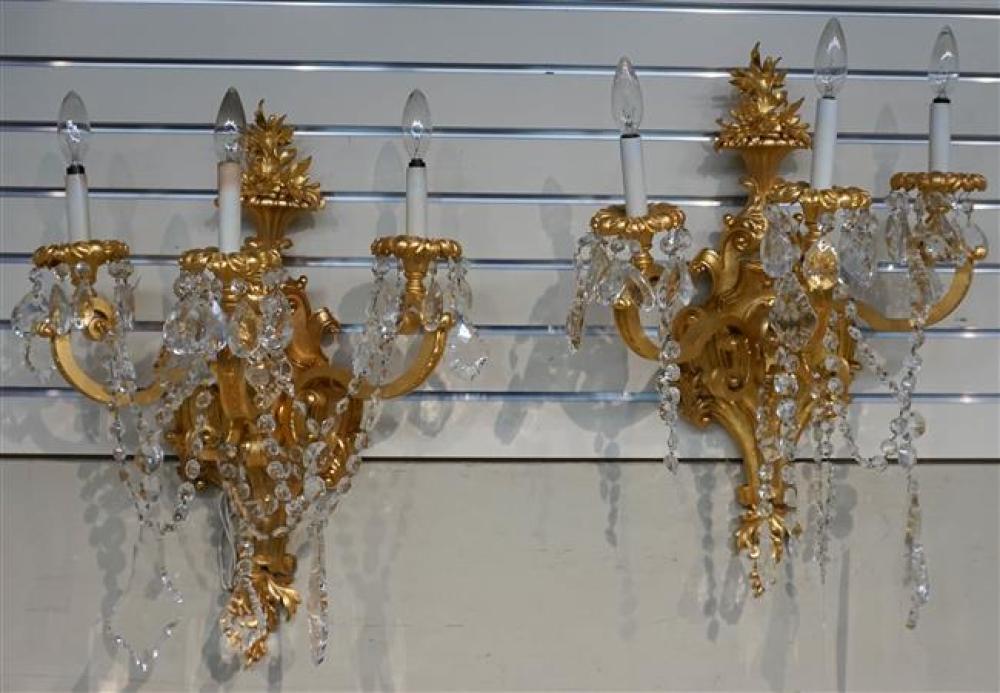PAIR OF ROCOCO STYLE GILT METAL AND