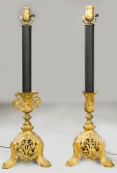 PAIR OF ROCOCO STYLE GILT-META