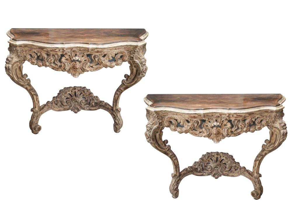 PAIR OF ROCOCO-STYLE PAINTED