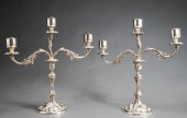 PAIR OF ROCOCO STYLE SILVER PL