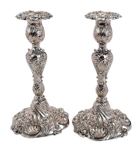 PAIR OF ROCOCO STYLE TIFFANY SILVER