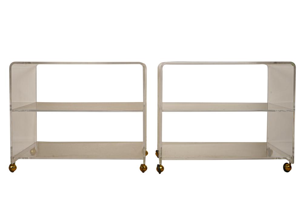 PAIR OF ROLLING LUCITE SIDE
