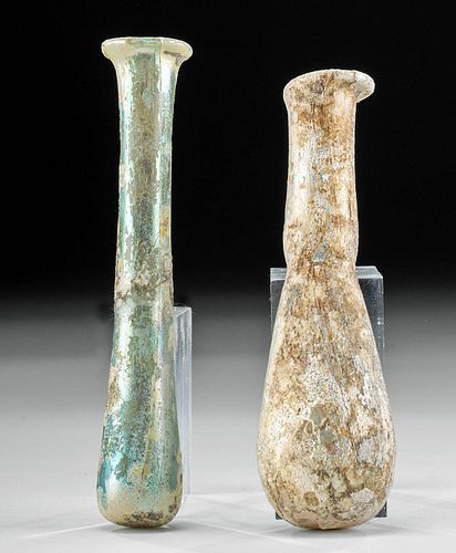 PAIR OF ROMAN GLASS UNGUENTARIA