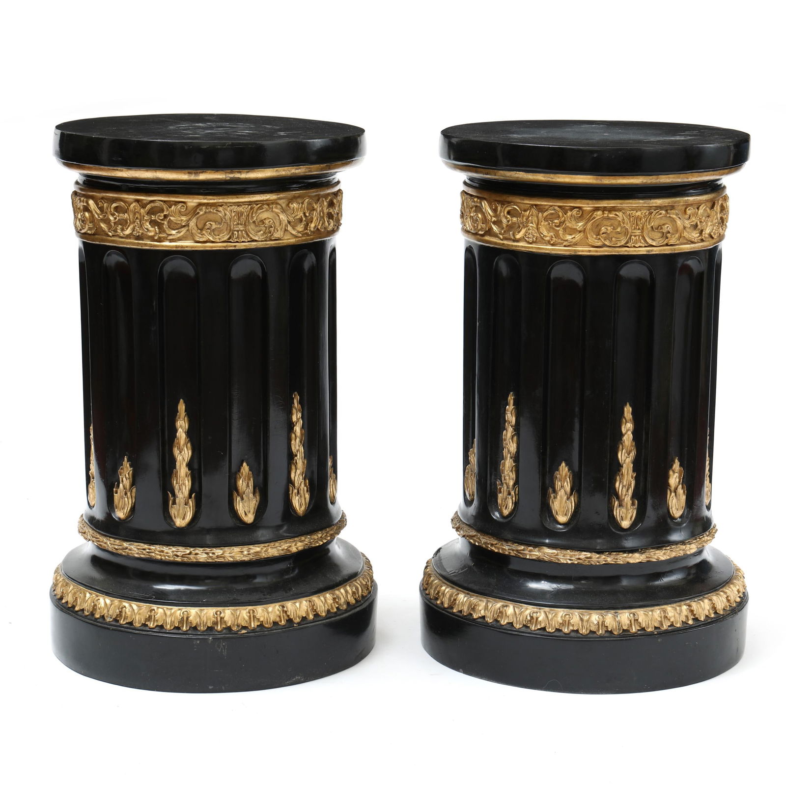 PAIR OF ROMANESQUE STYLE GILT AND