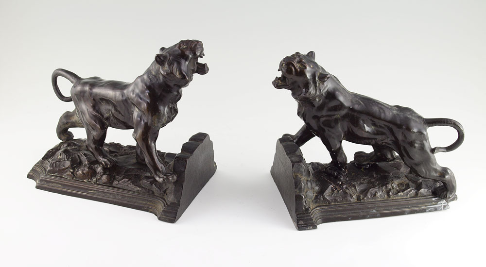 PAIR OF RONSON TIGER BOOKENDS:
