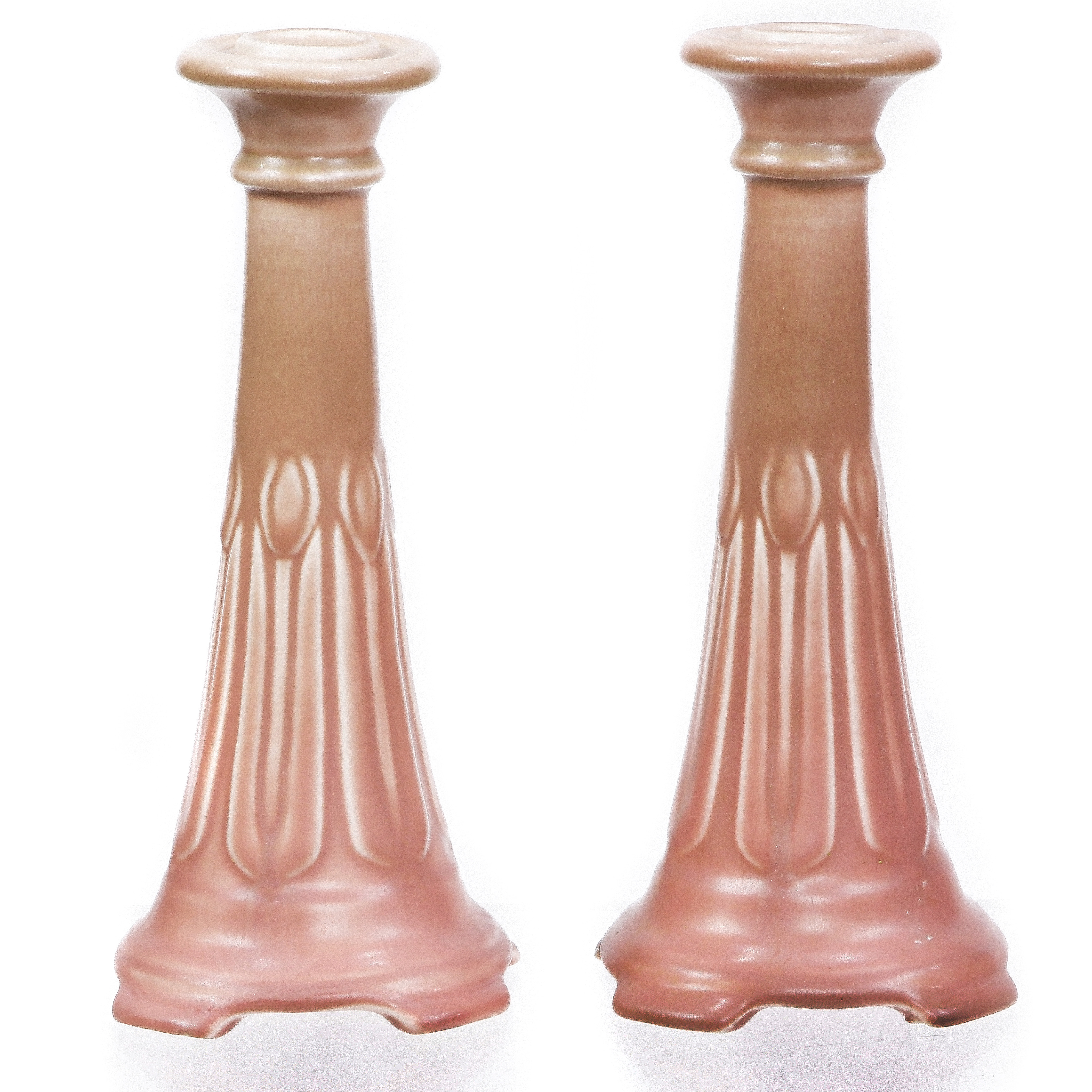 PAIR OF ROOKWOOD CANDLESTICKS
