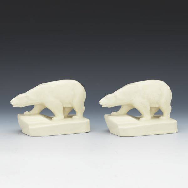 PAIR OF ROOKWOOD POTTERY POLAR BEAR